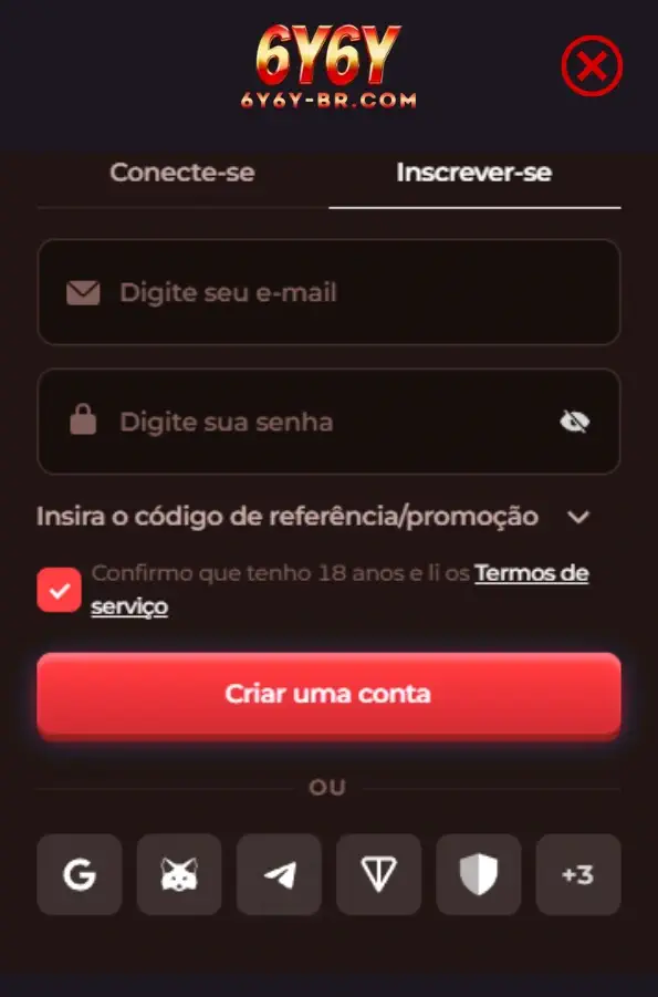 Cadastro simples no 6Y6Y cassino